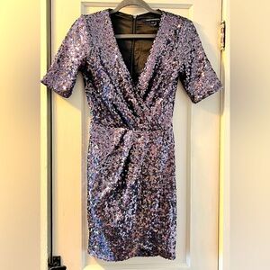 French Connection Sequin Mini Faux Wrap Dress Size 2